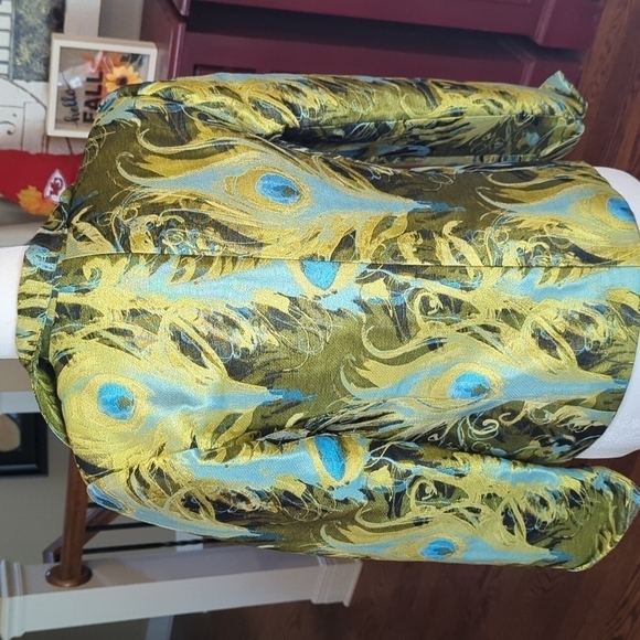3 Sisters Jacket green Peacock print Women's Open cropped blazer Reg $289 sz xs - Picture 5 of 11